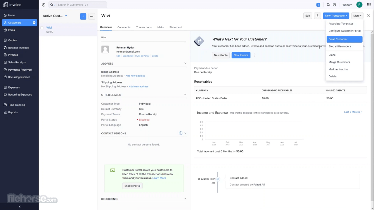 Zoho invoice