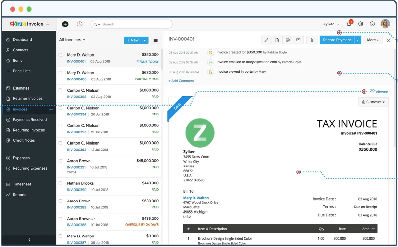 Invoice zoho template invoices templates